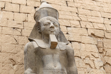Sculpture in Luxor Temple in Luxor City, Egyptの写真素材