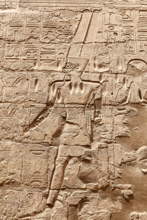 Egyptian Hieroglyphs in Luxor Temple, Luxor City, Egypt