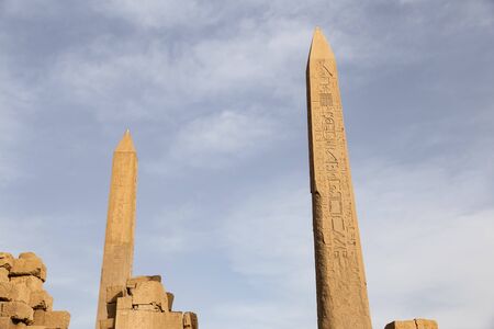 Obelisk in Karnak Temple, Luxor City, Egyptの写真素材