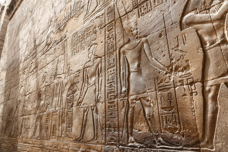 Egyptian Hieroglyphs in Luxor Temple, Luxor City, Egypt