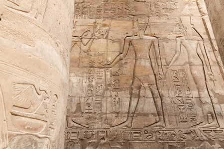 Egyptian Hieroglyphs in Luxor Temple, Luxor City, Egypt