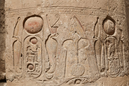 Egyptian Hieroglyphs in Luxor Temple, Luxor City, Egypt
