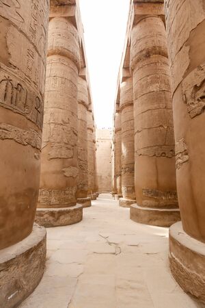Columns in Hypostyle Hall of Karnak Temple, Luxor City, Egyptの写真素材