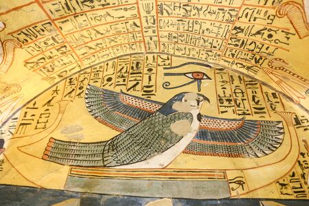 Scene from Pashedu Tomb in Deir el-Medina Village, Luxor City, Egyptの写真素材