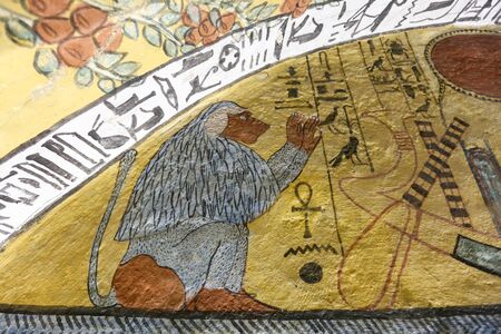 Scene from a Tomb in Deir el-Medina Village, Luxor City, Egyptの写真素材