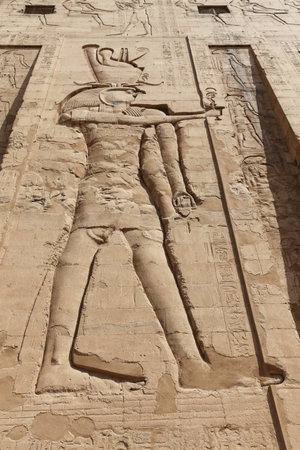 Scene from Edfu Temple in Edfu Town, Egypt