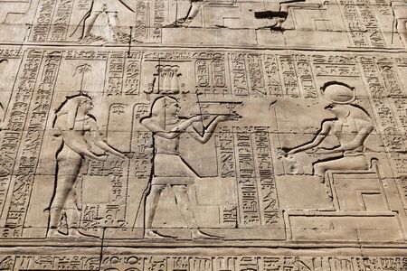 Scene from Edfu Temple in Edfu Town, Egyptの写真素材