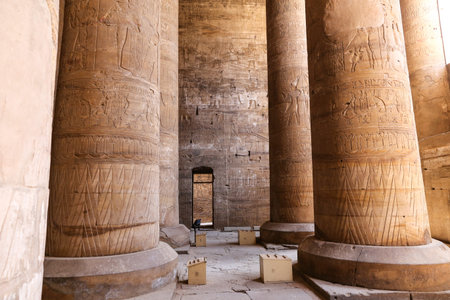 Columns in Edfu Temple, Edfu Town, Egypt