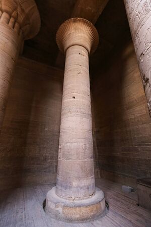 Column in Philae Temple, Aswan City, Egyptの写真素材