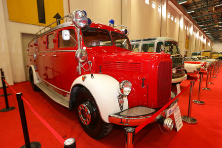 ISTANBUL, TURKEY - JUNE 29, 2019: Mercedes fire truck display at Istanbul Classic Automobile Festivalのeditorial素材