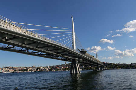 Golden Horn Metro Bridge in Istanbul City, Turkey