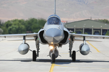 KONYA, TURKEY - JUNE 26, 2019: Pakistan Air Force Pakistan JF-17 Thunder taxi in Konya Airport...