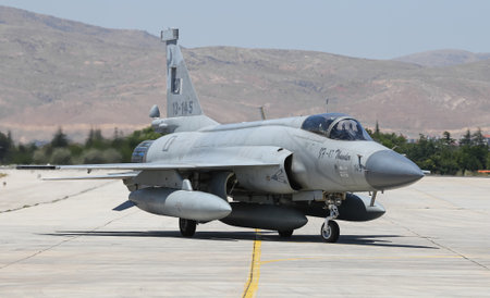 KONYA, TURKEY - JUNE 26, 2019: Pakistan Air Force Pakistan JF-17 Thunder taxi in Konya Airport during Anatolian Eagle Air Force Exerciseのeditorial素材
