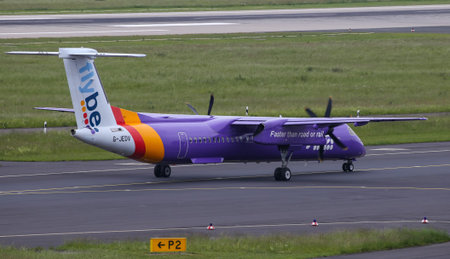 DUSSELDORF, GERMANY - MAY 26, 2019: Flybe Bombardier Dash 8 402 (CN 4090) taxi in Dusseldorf...