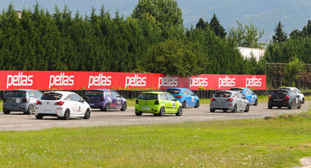 KOCAELI, TURKEY - JULY 28, 2019: Race cars in Turkish Touring Car Championships.のeditorial素材