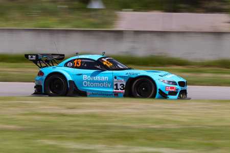 KOCAELI, TURKEY - JULY 28, 2019: Ibrahim Okyay drives BMW Z4 GT3 of Borusan Otomotiv Motorsport Team during Turkish Touring Car Championships.のeditorial素材