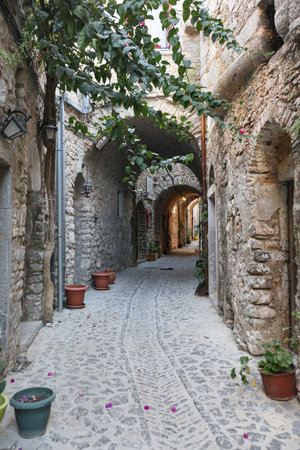 Traditional Street in Mesta Village, Chios Island, Greece