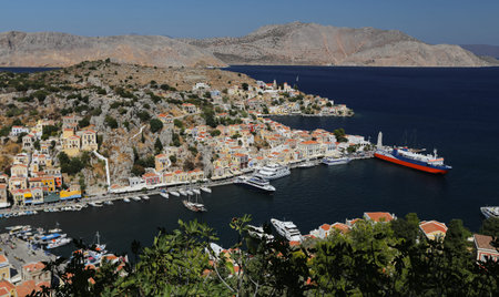 General View of Symi Island in Greece