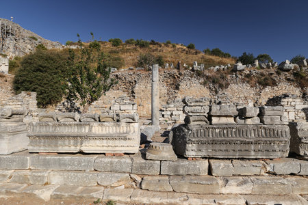 Ruins in Ephesus Ancient City in Izmir, Turkey