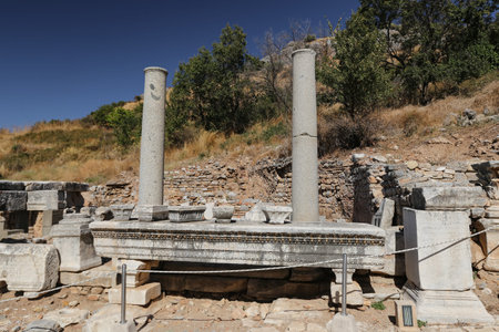 Ruins in Ephesus Ancient City in Izmir, Turkey