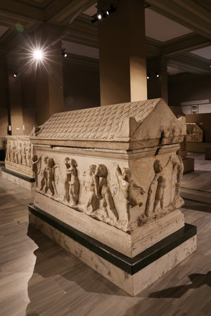 Sarcophagus in Istanbul Archaeological Museums, Istanbul City, Turkeyのeditorial素材