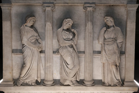 Sarcophagus of the Crying Women in Istanbul Archaeological Museums, Istanbul City, Turkeyのeditorial素材
