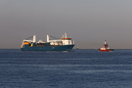 A cargo ship passing from Bosphorus Strait, Istanbul City, Turkey