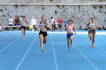 ISTANBUL, TURKEY - AUGUST 06, 2020: Athletes running during Turkish Athletic Federation Olympic...