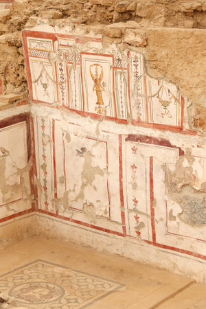 Wall drawings in Terrace Houses in Ephesus Ancient City, Izmir City, Turkey