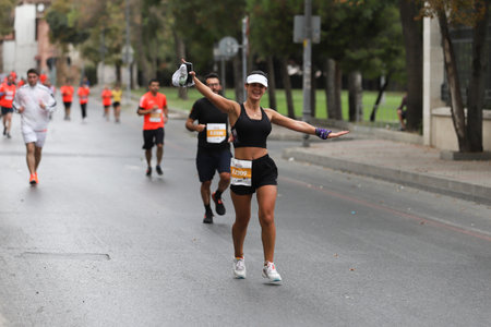 ISTANBUL, TURKEY - SEPTEMBER 20, 2020: Athletes running Istanbul Half Marathon in old town of Istanbulのeditorial素材