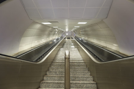 Centered View of Empty Stairs in a Metro Station