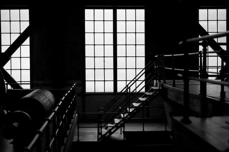 Old and Metallic Stairs in Black and White