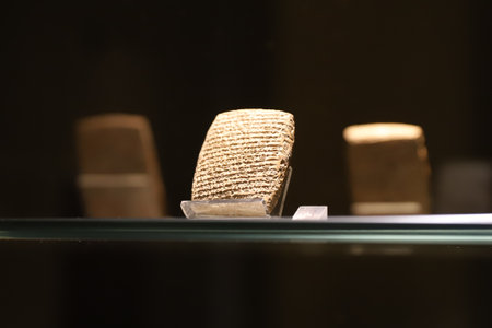 Old clay tablet in Museum of Anatolian Civilizations, Ankara City, Turkeyのeditorial素材