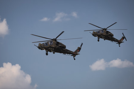 ANKARA, TURKEY - JUNE 26, 2021: Turkish Police Force Atak T-129 Helicopter performingのeditorial素材