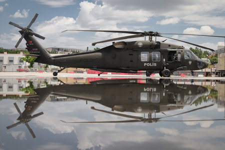 ANKARA, TURKEY - JUNE 26, 2021: Turkish Police Force Sikorsky S-70 performingのeditorial素材