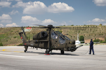 ANKARA, TURKEY - JUNE 26, 2021: Turkish Police Force Atak T-129 Helicopter performingのeditorial素材