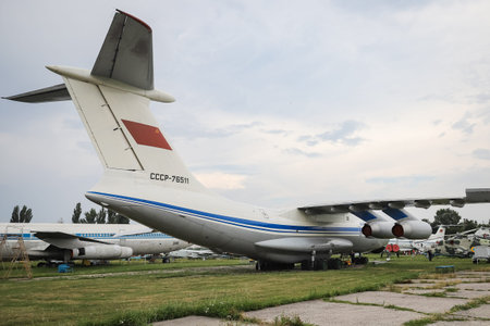 KIEV, UKRAINE - AUGUST 01, 2021: Aeroflot Ilyushin IL-76MD displayed at Oleg Antonov State Aviation...