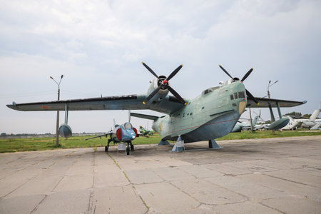 KIEV, UKRAINE - AUGUST 01, 2021: Ukrainian Navy Beriev Be-6P Madge displayed at Oleg Antonov State Aviation Museumのeditorial素材