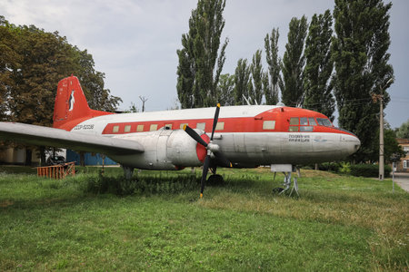 KIEV, UKRAINE - AUGUST 01, 2021: Aeroflot Avia Av-14P displayed at Oleg Antonov State Aviation Museumのeditorial素材