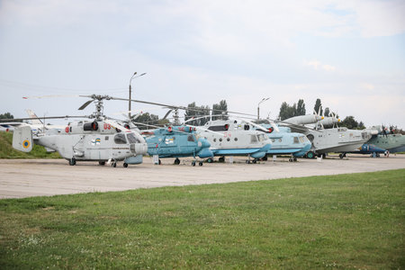 KIEV, UKRAINE - AUGUST 01, 2021: Helicopters displayed at Oleg Antonov State Aviation Museumのeditorial素材