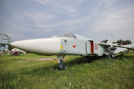 KIEV, UKRAINE - AUGUST 01, 2021: Ukrainian Air Force Sukhoi Su-24M2 Fencer D displayed at Oleg...