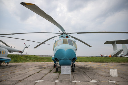 KIEV, UKRAINE - AUGUST 01, 2021: Ukrainian Navy Mil Mi-14BT Haze displayed at Oleg Antonov State Aviation Museumのeditorial素材