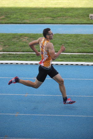 ISTANBUL, TURKEY - AUGUST 07, 2021: Undefined athlete running during Turkish Athletic Federation...
