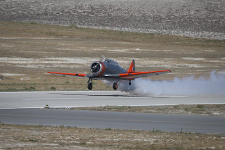 ESKISEHIR, TURKEY - SEPTEMBER 12, 2021: MSO Air and Space Museum North American AT-6G Texan display...