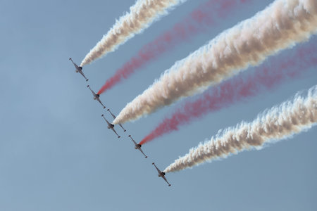 ESKISEHIR, TURKEY - SEPTEMBER 12, 2021: Turkish Stars, Turkish Air Force aerobatic demonstration...