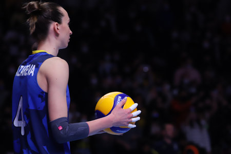 ANKARA, TURKEY - DECEMBER 19, 2021: Anna Lazareva in Fenerbahce Opet vs Itambe Minas 3rd place match of FIVB Volleyball Womens Club World Championshipのeditorial素材