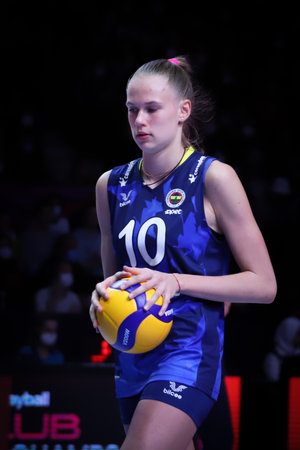 ANKARA, TURKEY - DECEMBER 19, 2021: Arina Fedorovtseva in Fenerbahce Opet vs Itambe Minas 3rd place match of FIVB Volleyball Womens Club World Championshipのeditorial素材