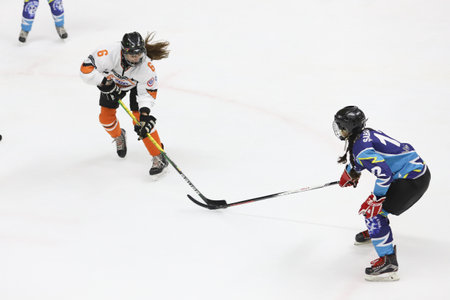 ISTANBUL, TURKEY - DECEMBER 25, 2021: Players in action during Istanbul Metropolitan Municipality vs Flas Turkish womens league matchのeditorial素材