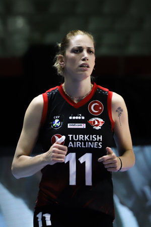 ISTANBUL, TURKEY - DECEMBER 21, 2021: Bahar Toksoy Guidetti in Turkish Airlines vs VK Dukla Liberec CEV Champions League Volley Match in Burhan Felek Sport Hallのeditorial素材