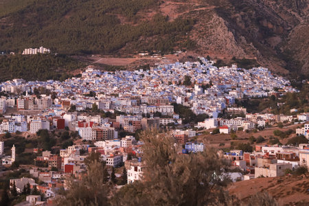 General View of Blue Chefchaouen City in Morocco